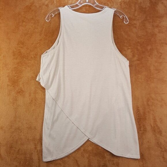 ROBBI & NIKKI Womens Top Medium Tan Pullover Tank Layered Faux Wrap Lace VNeck - Picture 4 of 8